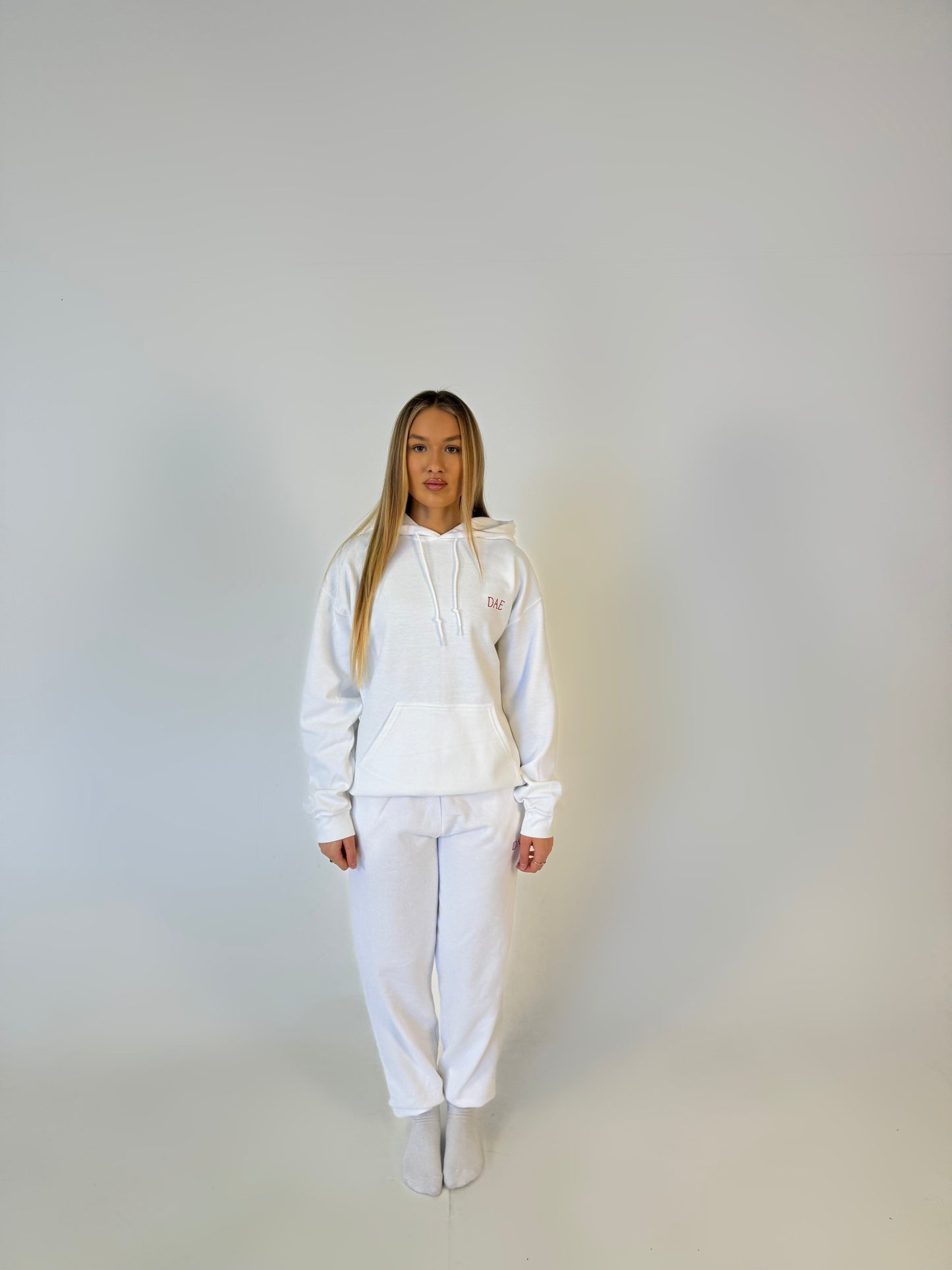 DAE Classic Hoodie - White (Red Logo)