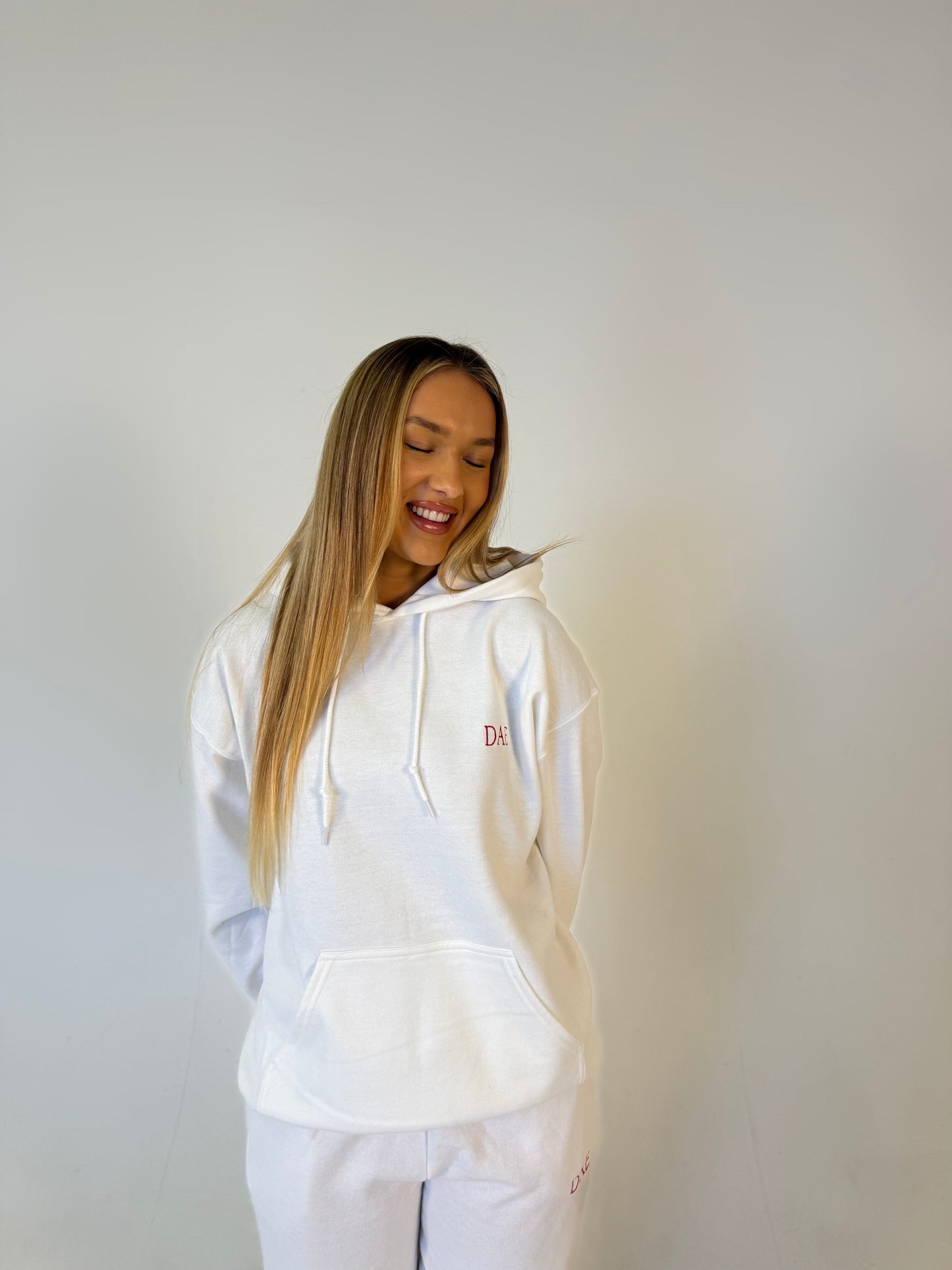 DAE Classic Hoodie - White (Red Logo)